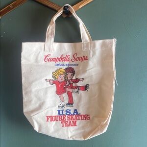Vintage Campbell’s Soup Canvas Tote Bag - USA Figure Skating - New Old Stock